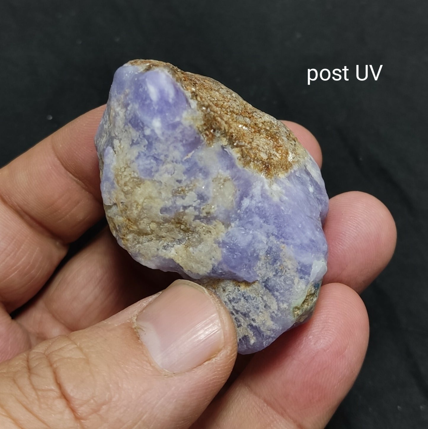 An amazing specimen of rough hackmanite chunk highly Tenebrescent 62 grams