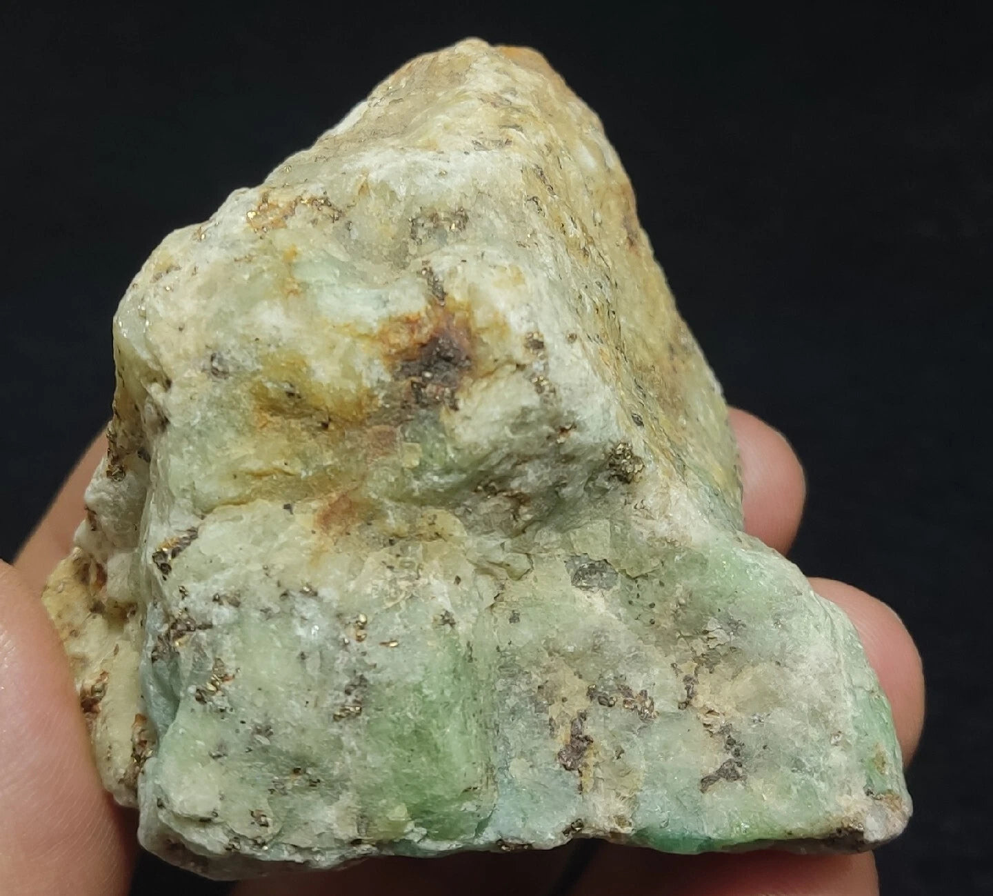 Rough Specimen of Green color Sodalite With Pyrite 199 grams