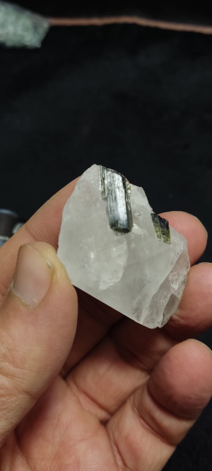 Natural Green Cap Tourmaline With Quartz 21 Grams.