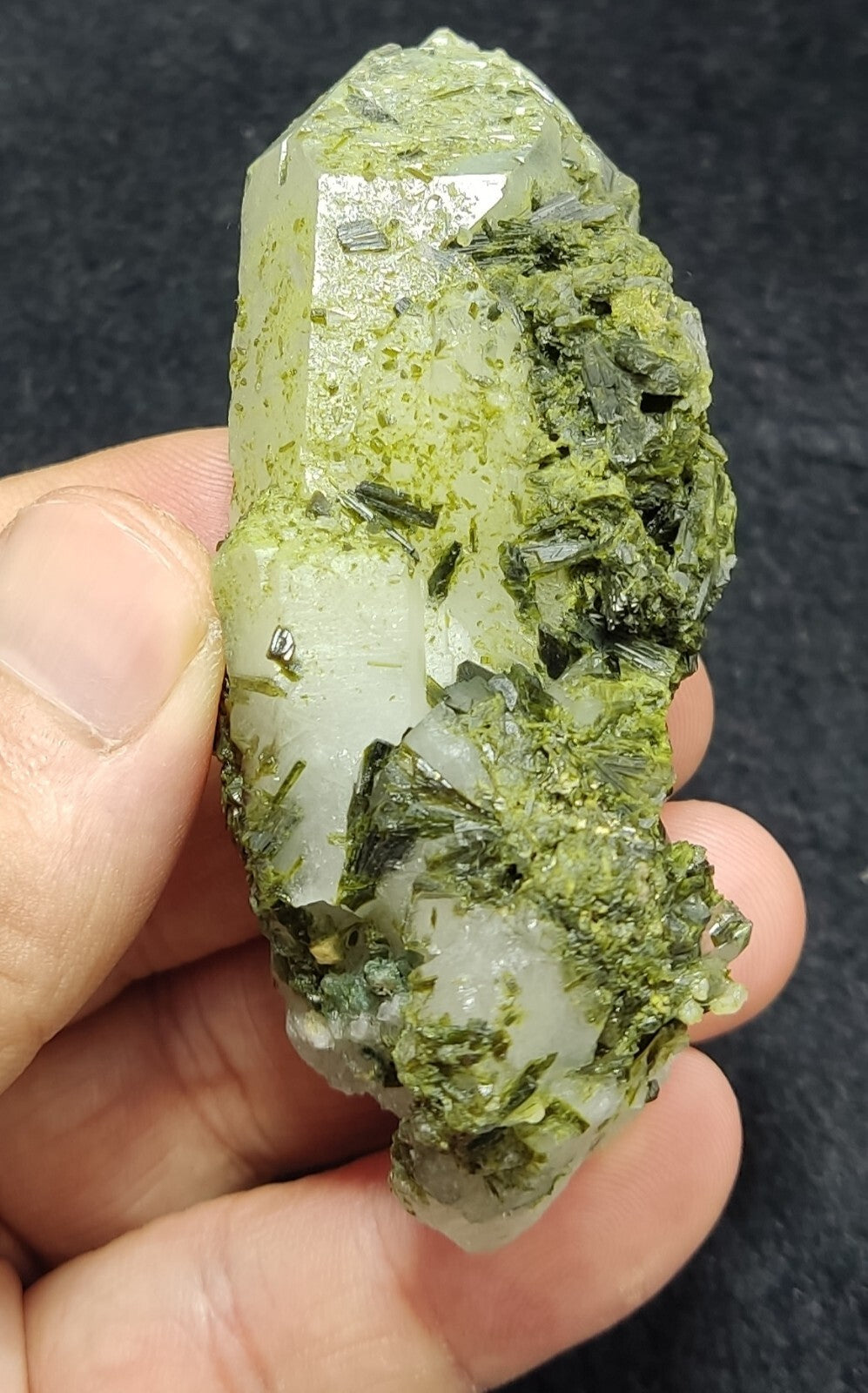 An Aesthetic terminated epidote Quartz specimen 111 grams