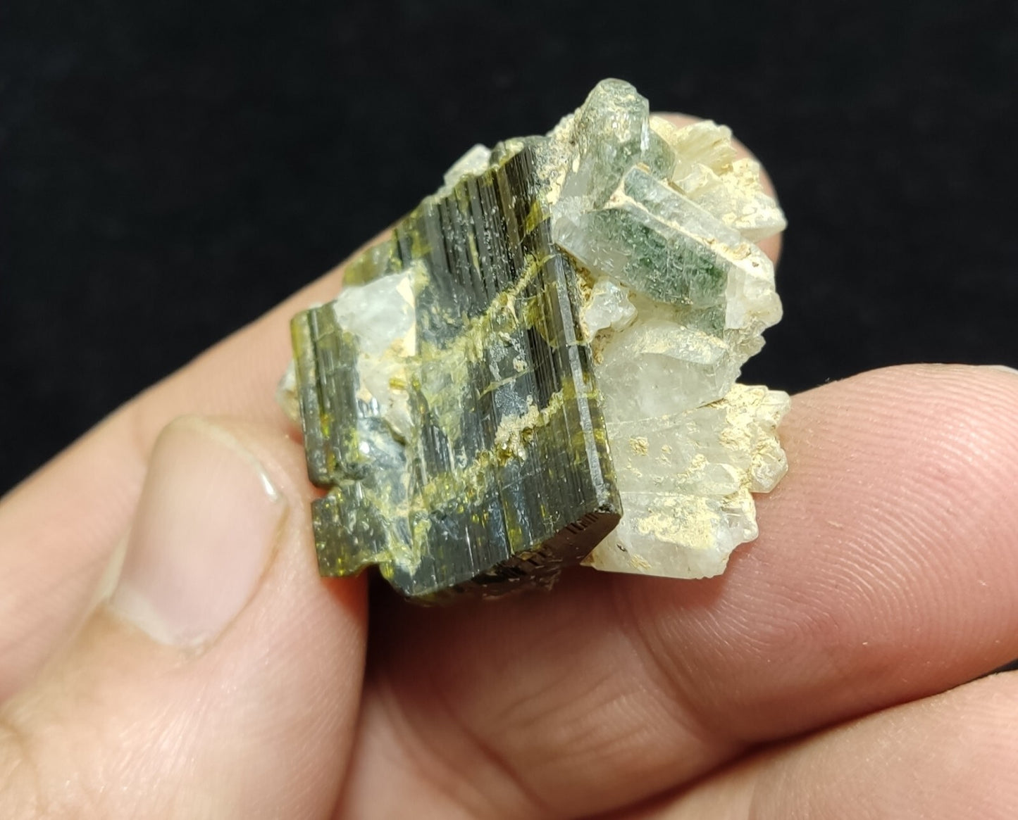 An Aesthetic Naturally terminated specimen of epidote with quartz 16 grams