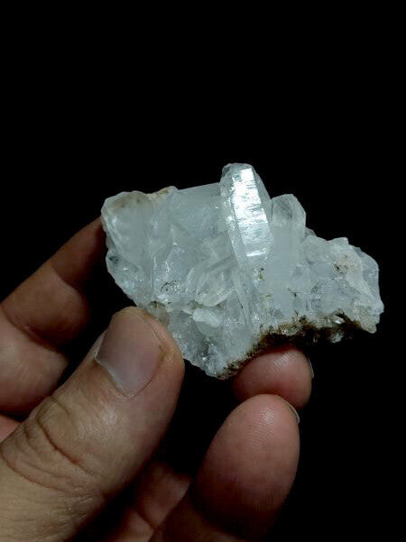 Natural quartz Clusters With Brookite Inclusions . Black Color Brookites .