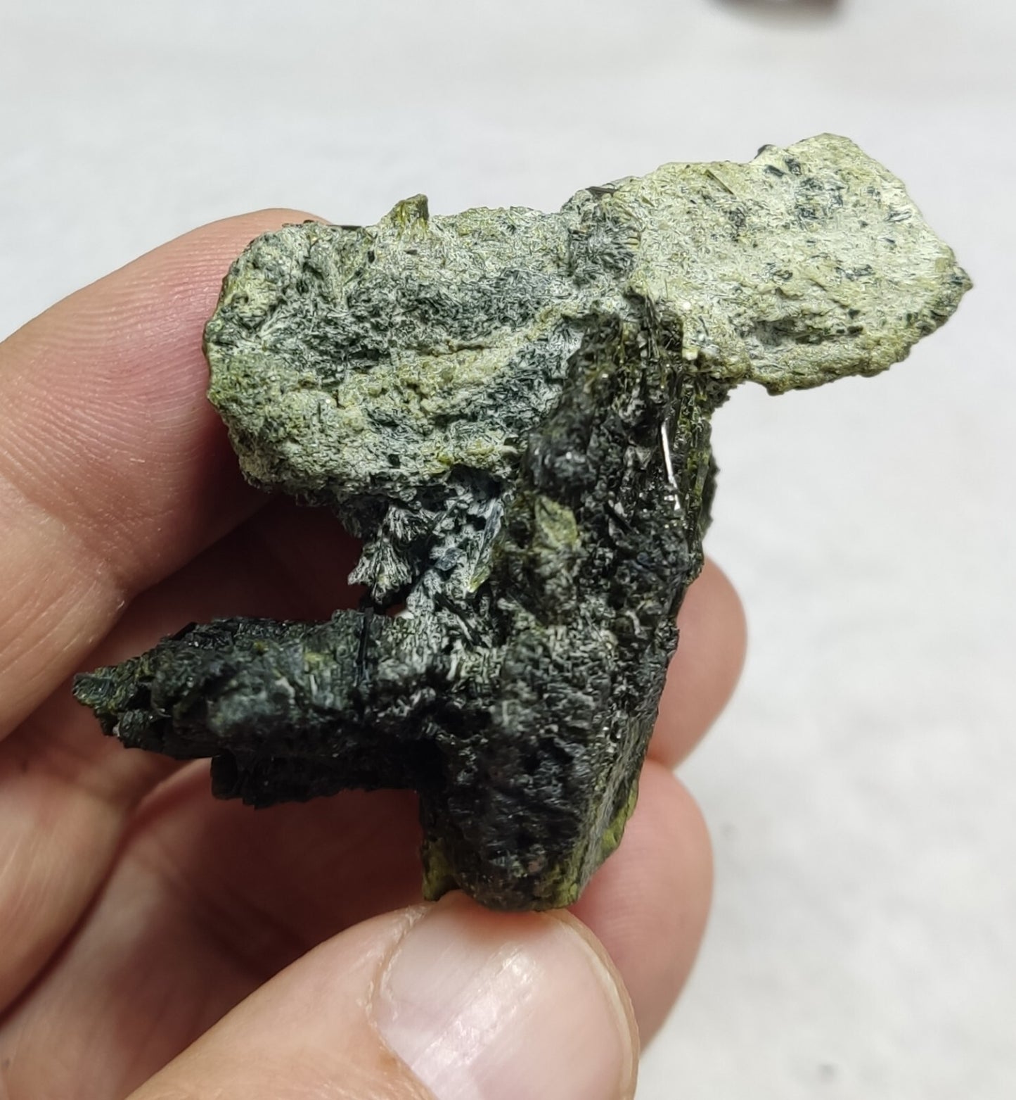 An aesthetic specimen of epidote crystal spray type 66 grams