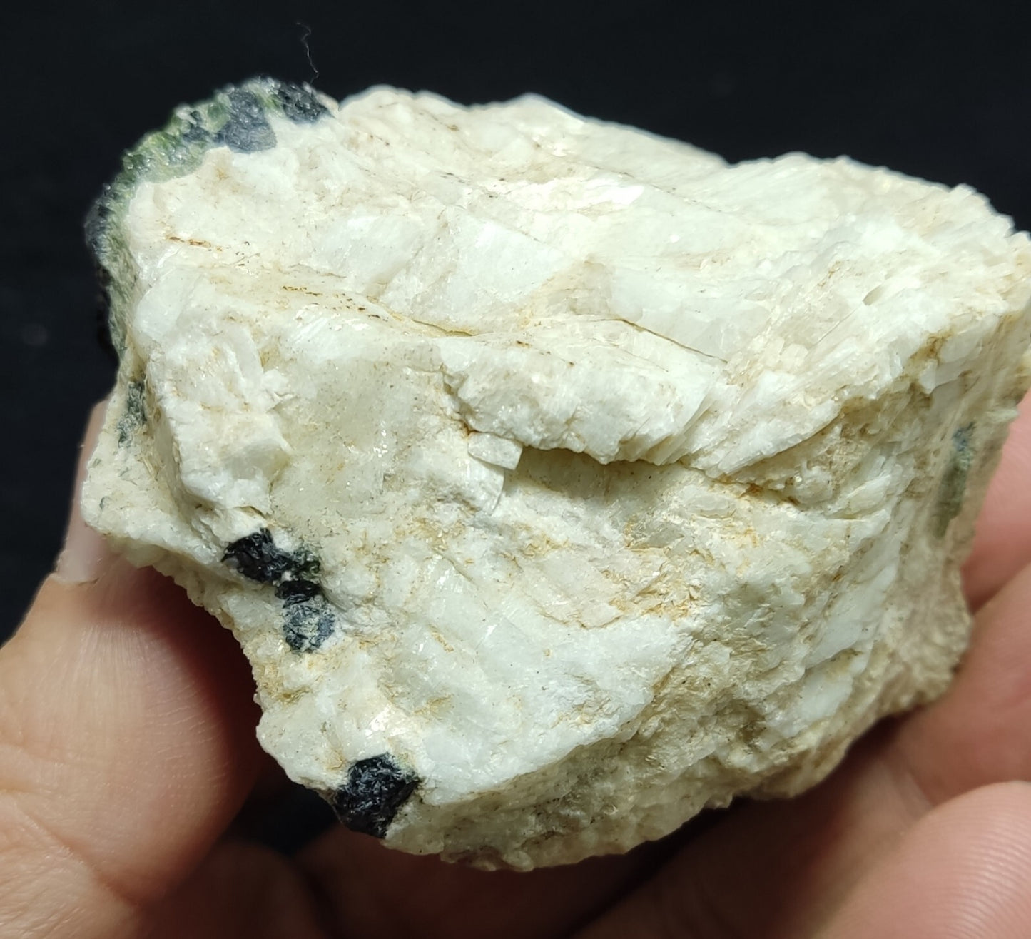 An Aesthetic specimen of black/green Tourmaline on matrix with Albite 169 grams