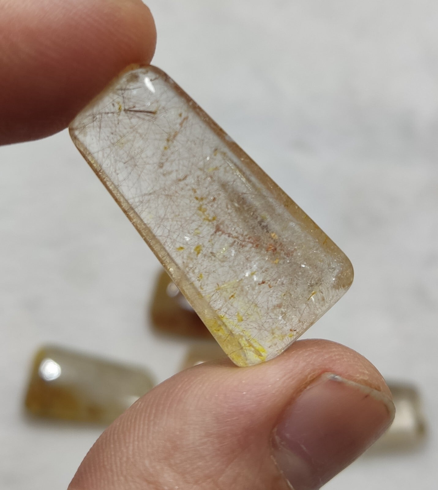 An amazing lot of Rutilated polished quartz tumbles 48 grams