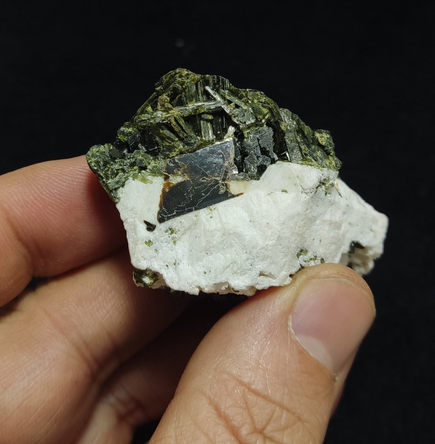 An Aesthetic specimen of epidote in matrix with andradite garnet 55 grams