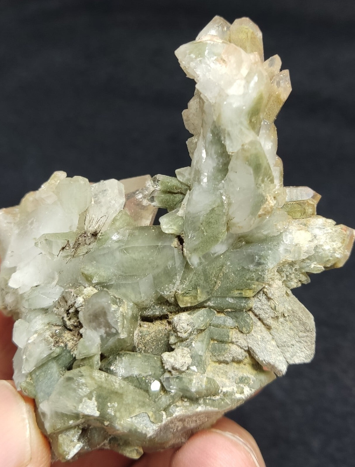 Chlorite Quartz cluster with iron inclusions 79 grams