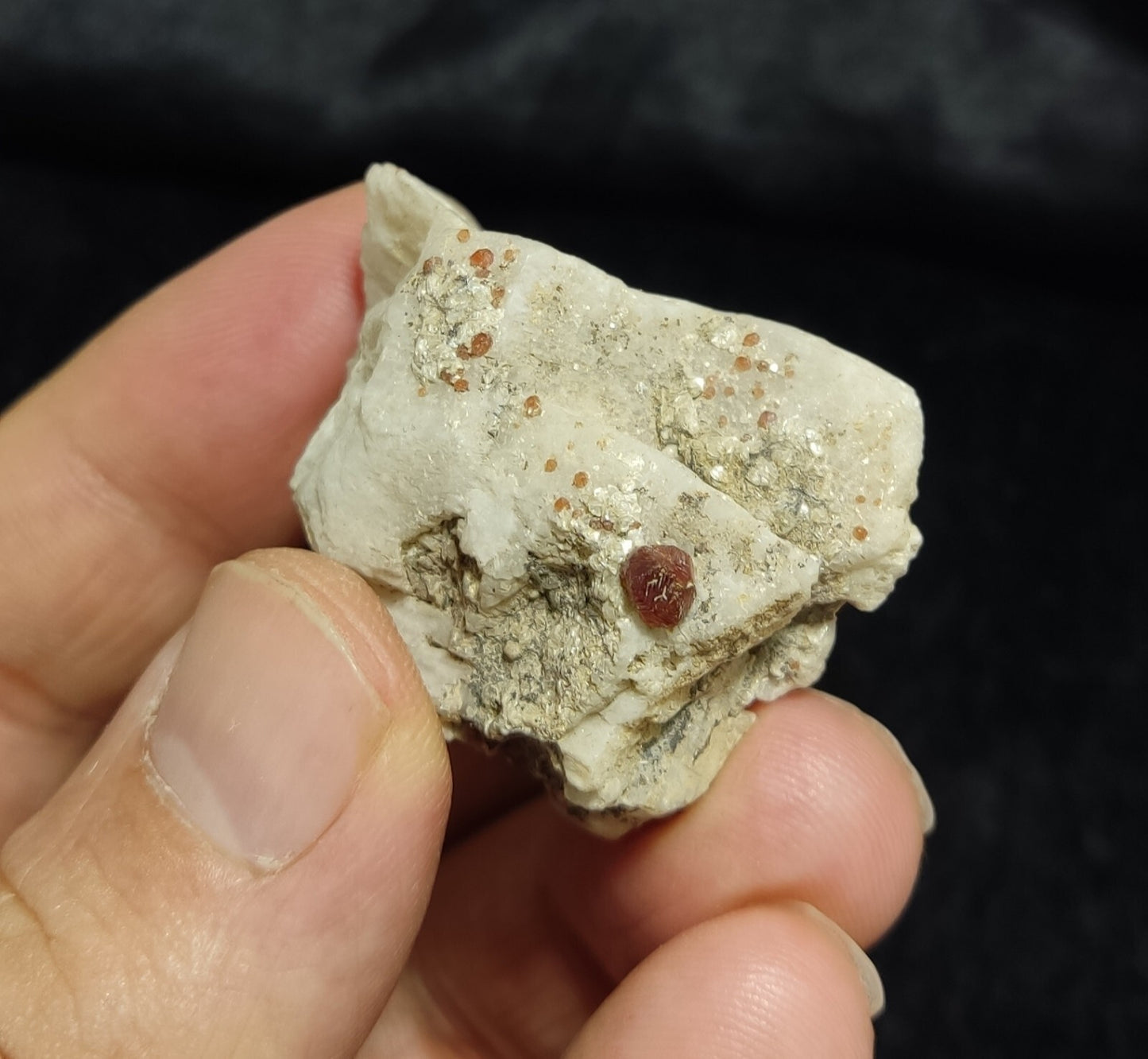 Small Sized Specimen Of Garnet Spessartine On Feldspar 34 grams