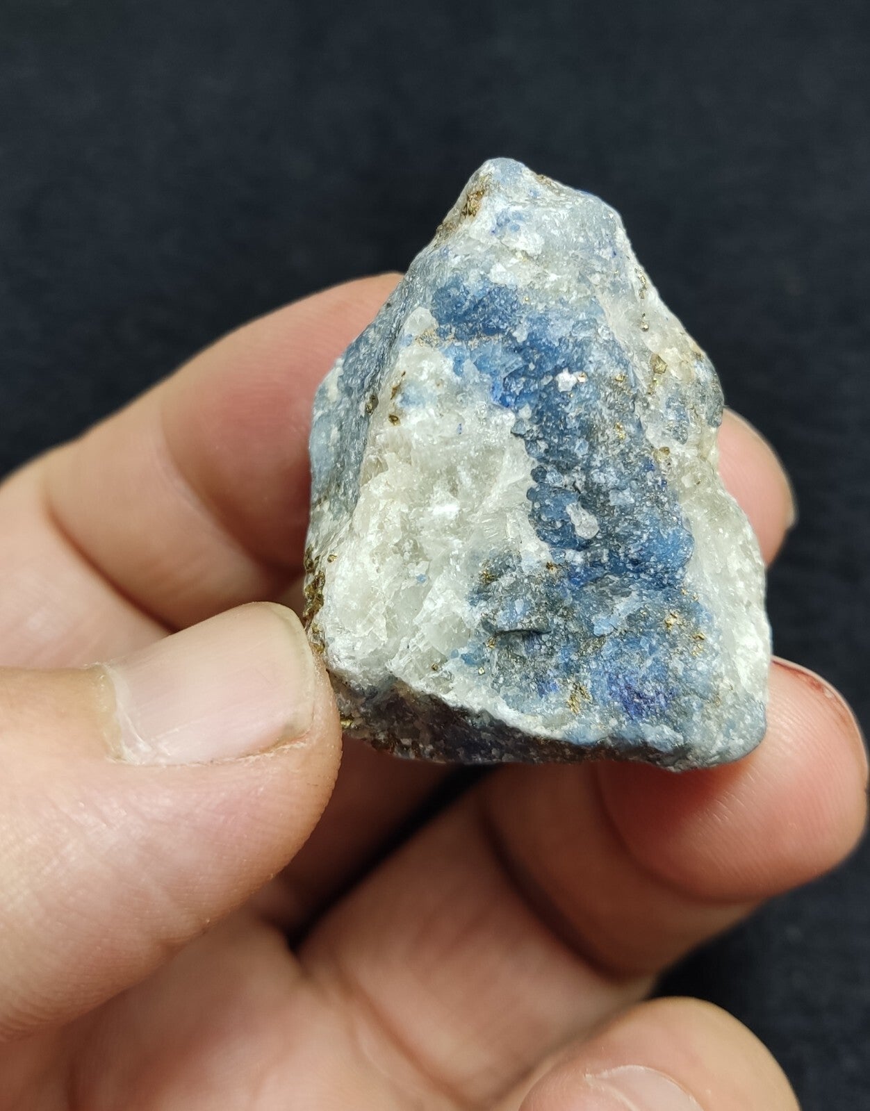 An Aesthetic specimen of fluorescent lazurite on matrix with pyrite 44 grams