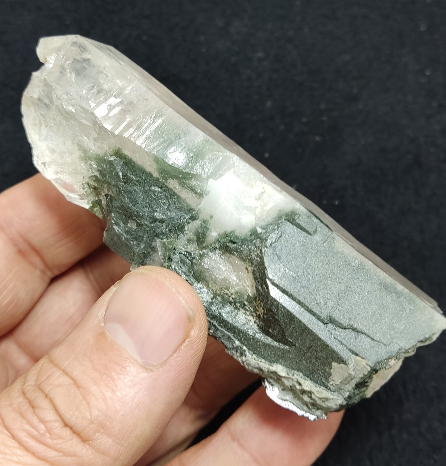 An Aesthetic specimen of chlorite included quartz crystal 134 grams