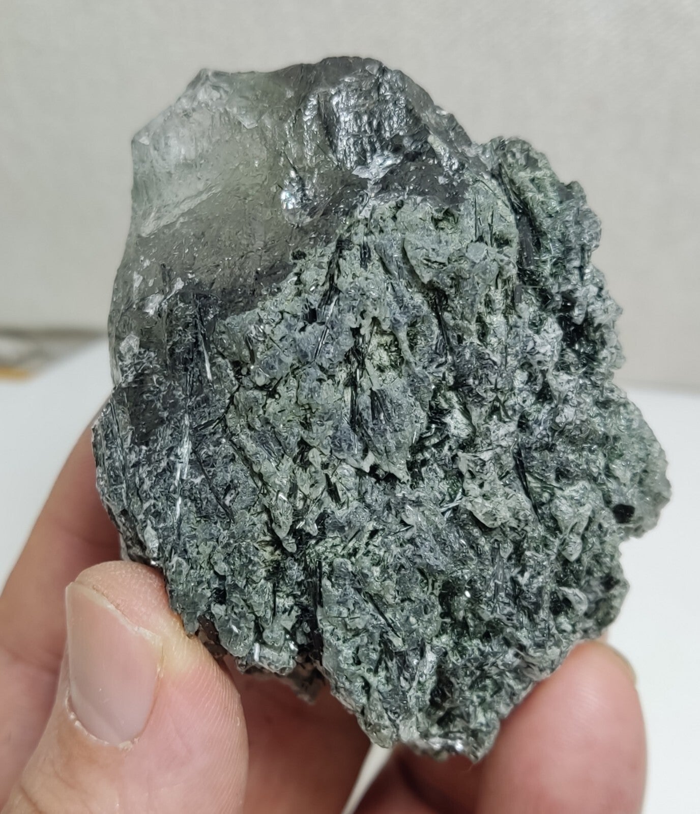 An Aesthetic Natural terminated etched Chlorite Quartz crystal specimen 179 gram