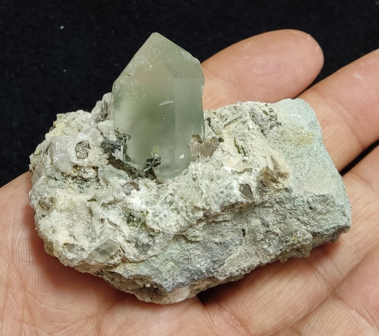 An Aesthetic specimen of quartz on matrix having light green inclusion 107 grams