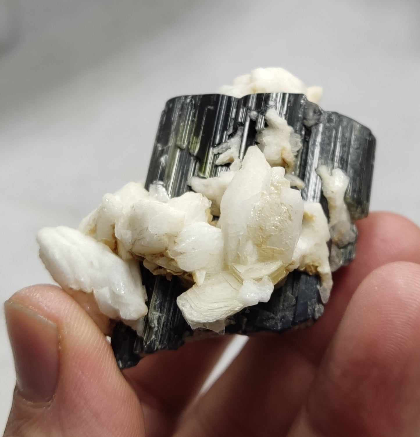 An Aesthetic Natural black Tourmaline specimen with albite 90 grams
