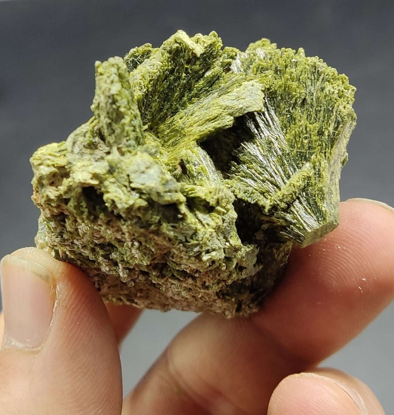 An aesthetic specimen of epidote crystal spray type 107 grams