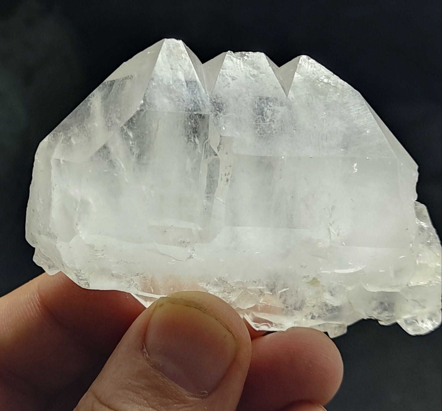 An aesthetic specimen of terminated faden Quartz crystals cluster 102 grams