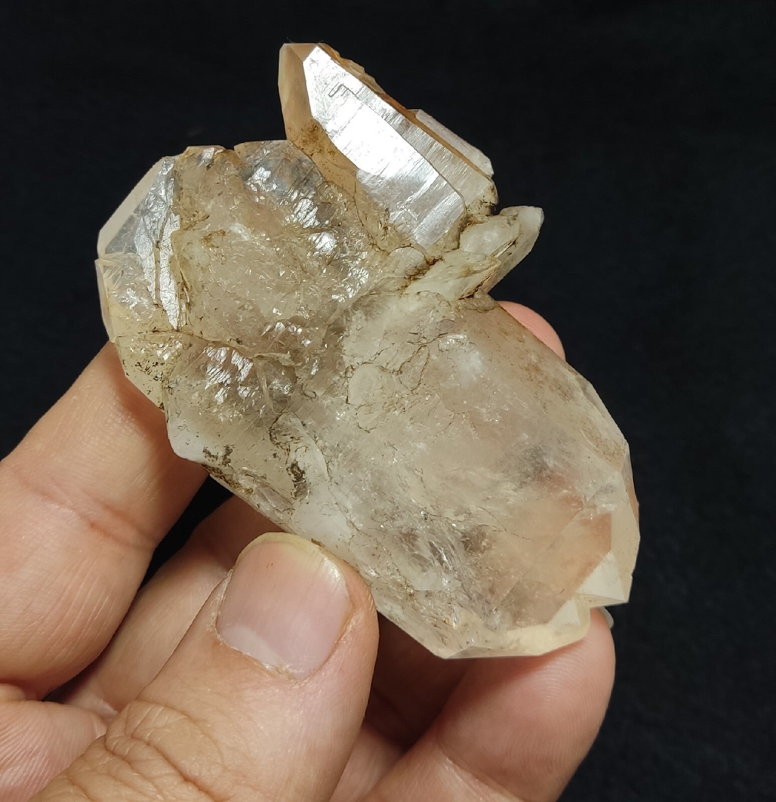 Chlorite/iron quartz crystal Natural floater tabular double terminated  85 grams