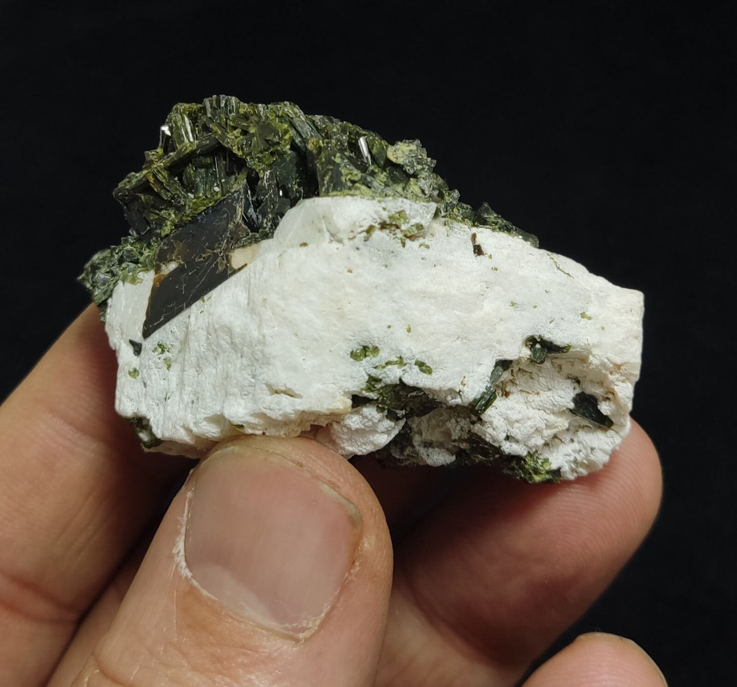 An Aesthetic specimen of epidote in matrix with andradite garnet 55 grams