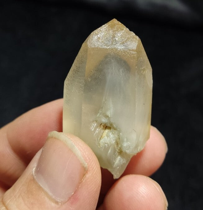 Double Terminated Quartz Crystal With Amphibole Inclusions 26 grams