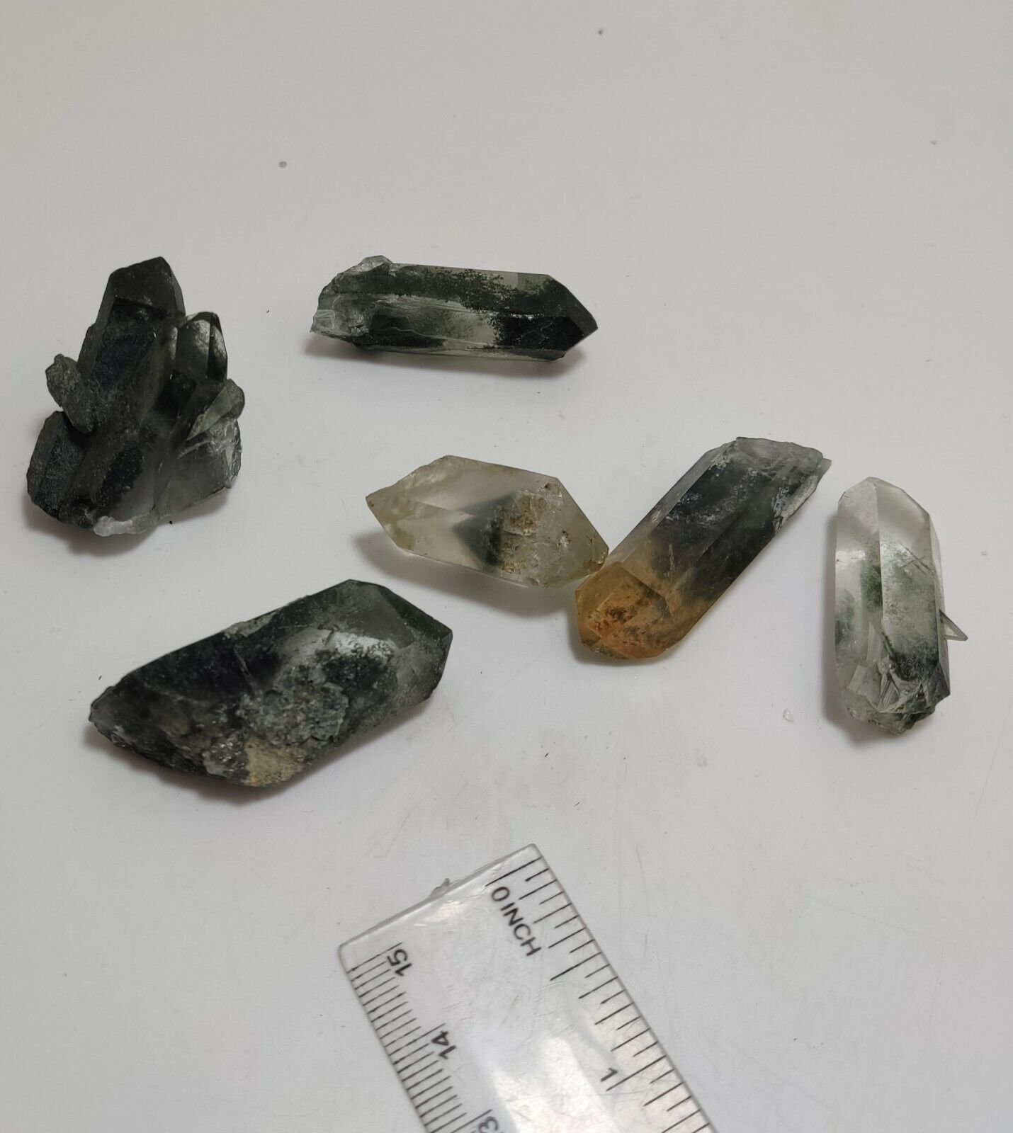 An Aesthetic collection of 6 terminated Chlorite Quartz crystals 83 grams
