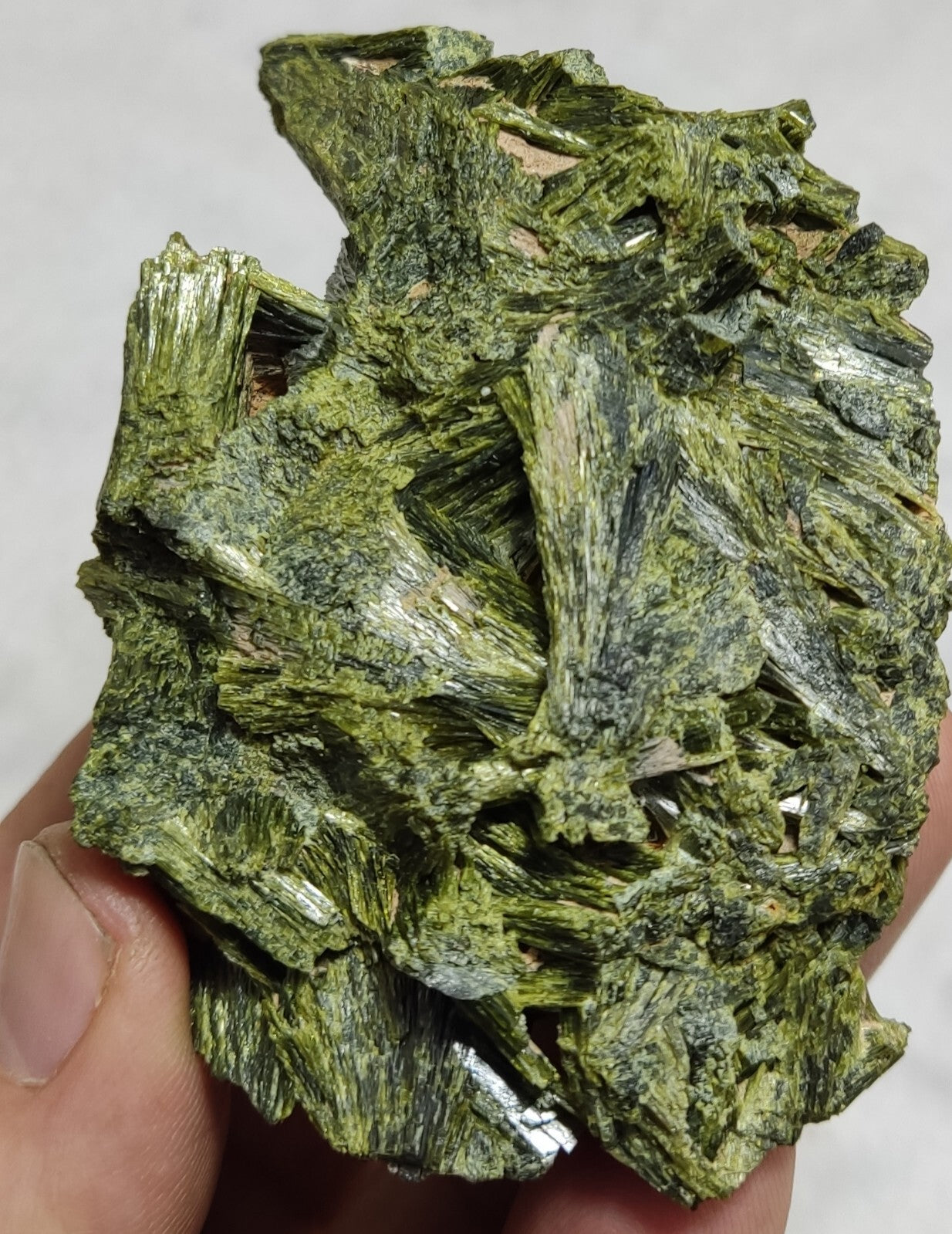An aesthetic specimen of epidote crystal cluster 208 grams