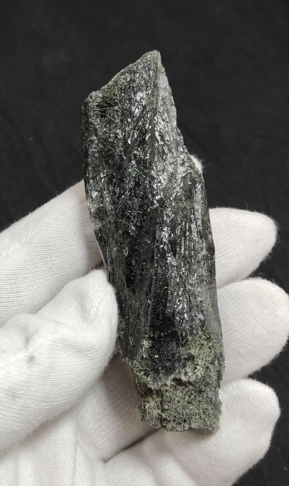 An Aesthetic Natural etched terminated Chlorite Quartz crystal specimen 82 grams