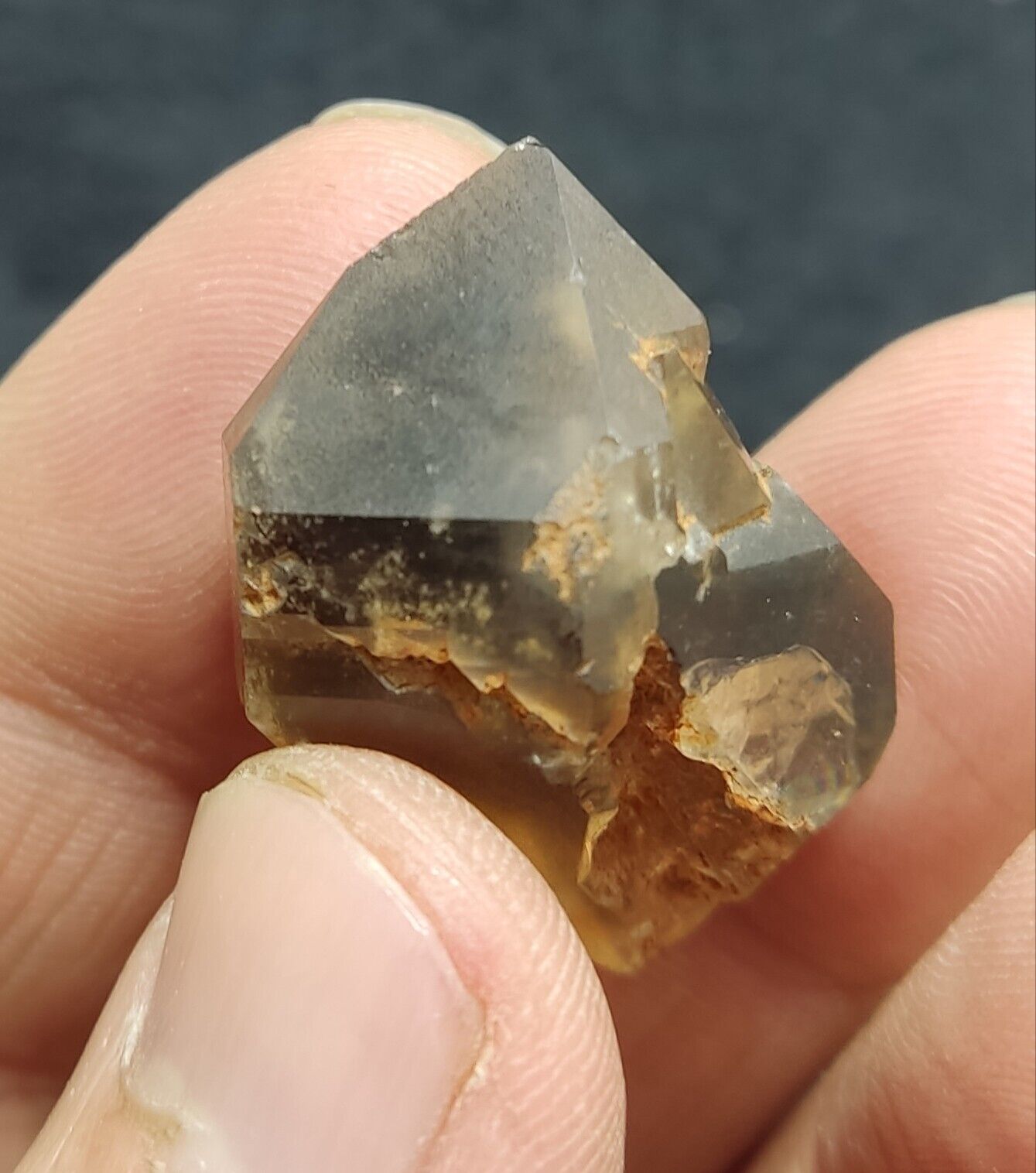 An Aesthetic double terminated smoky quartz crystal 14 grams