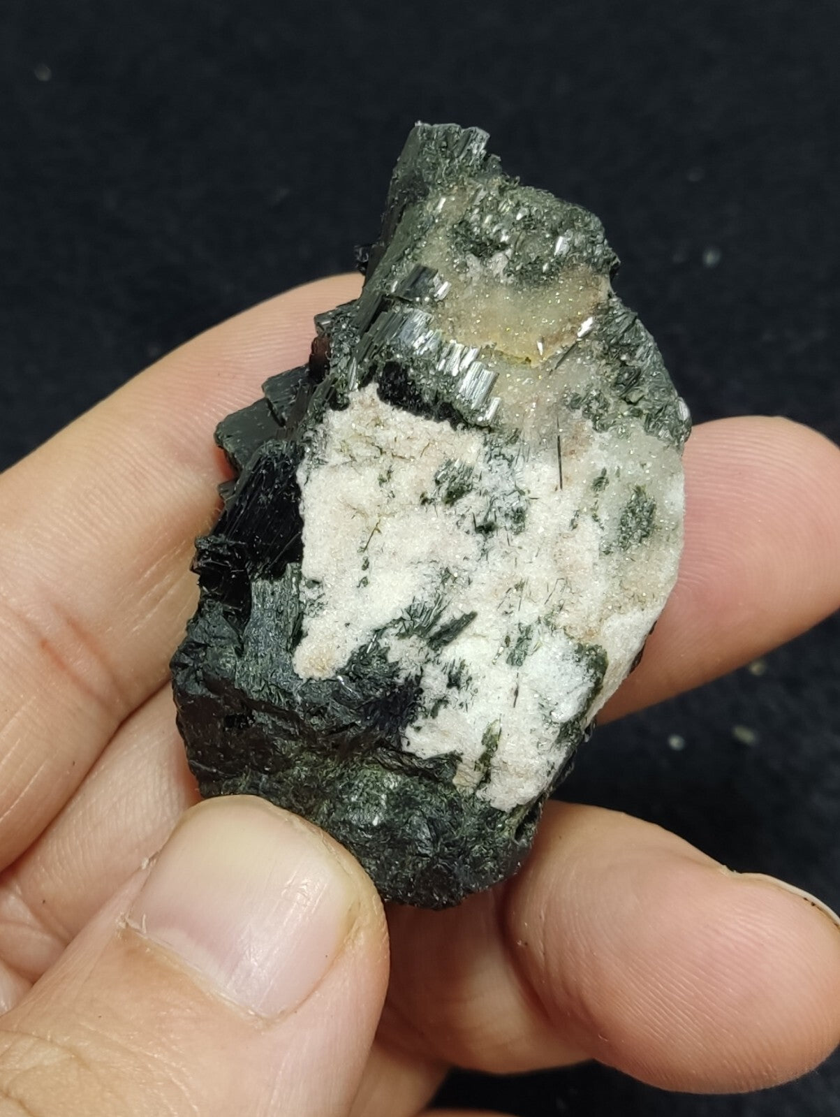 An aesthetic specimen of terminated aegirine crystal cluster 55 grams