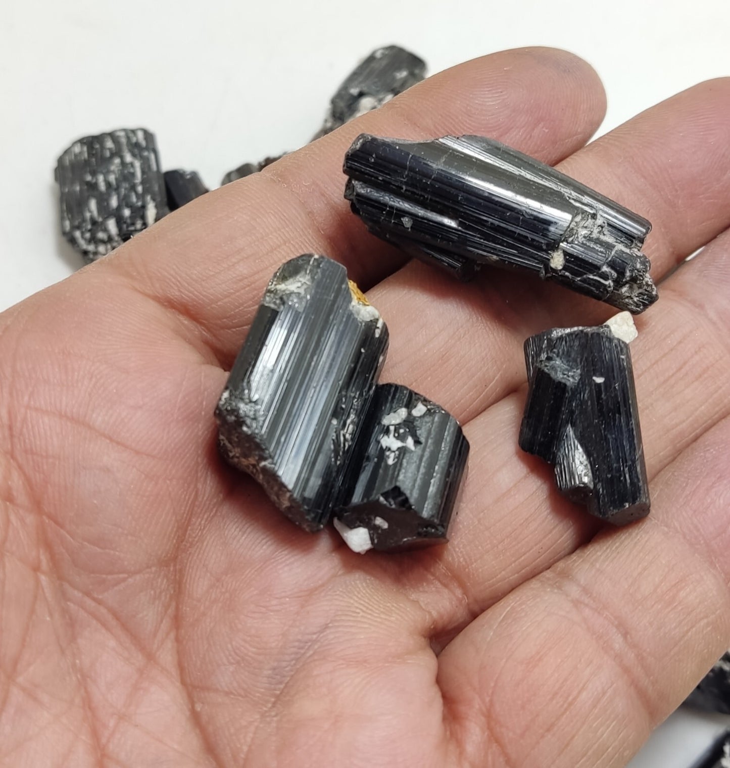 260 grams black Tourmaline crystals