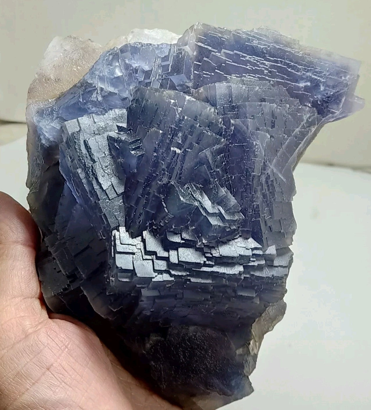 An amazing specimen of cubic dark bluish color Fluorite 1550 grams
