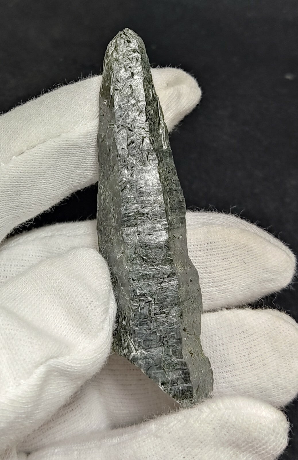 An Aesthetic Natural etched terminated Chlorite Quartz crystal specimen 32 grams