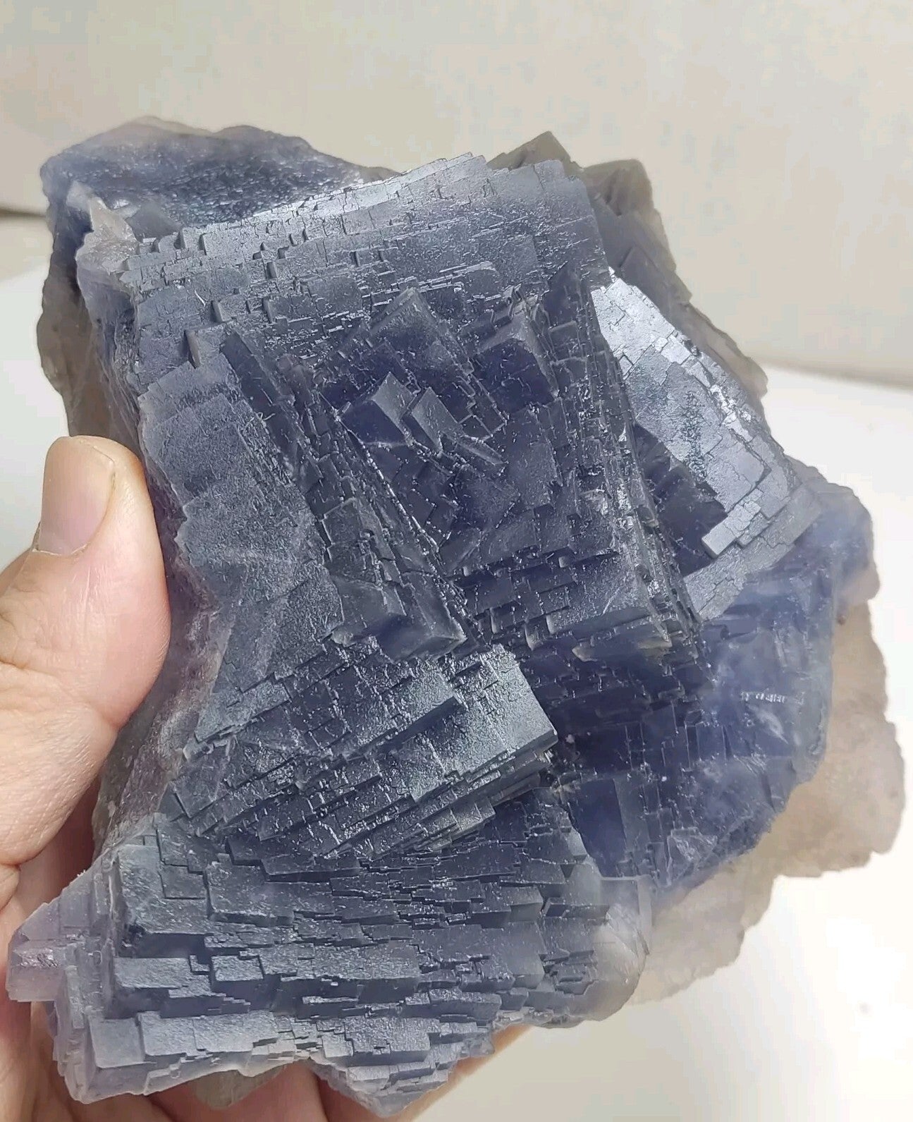 An amazing specimen of cubic dark bluish color Fluorite 1550 grams