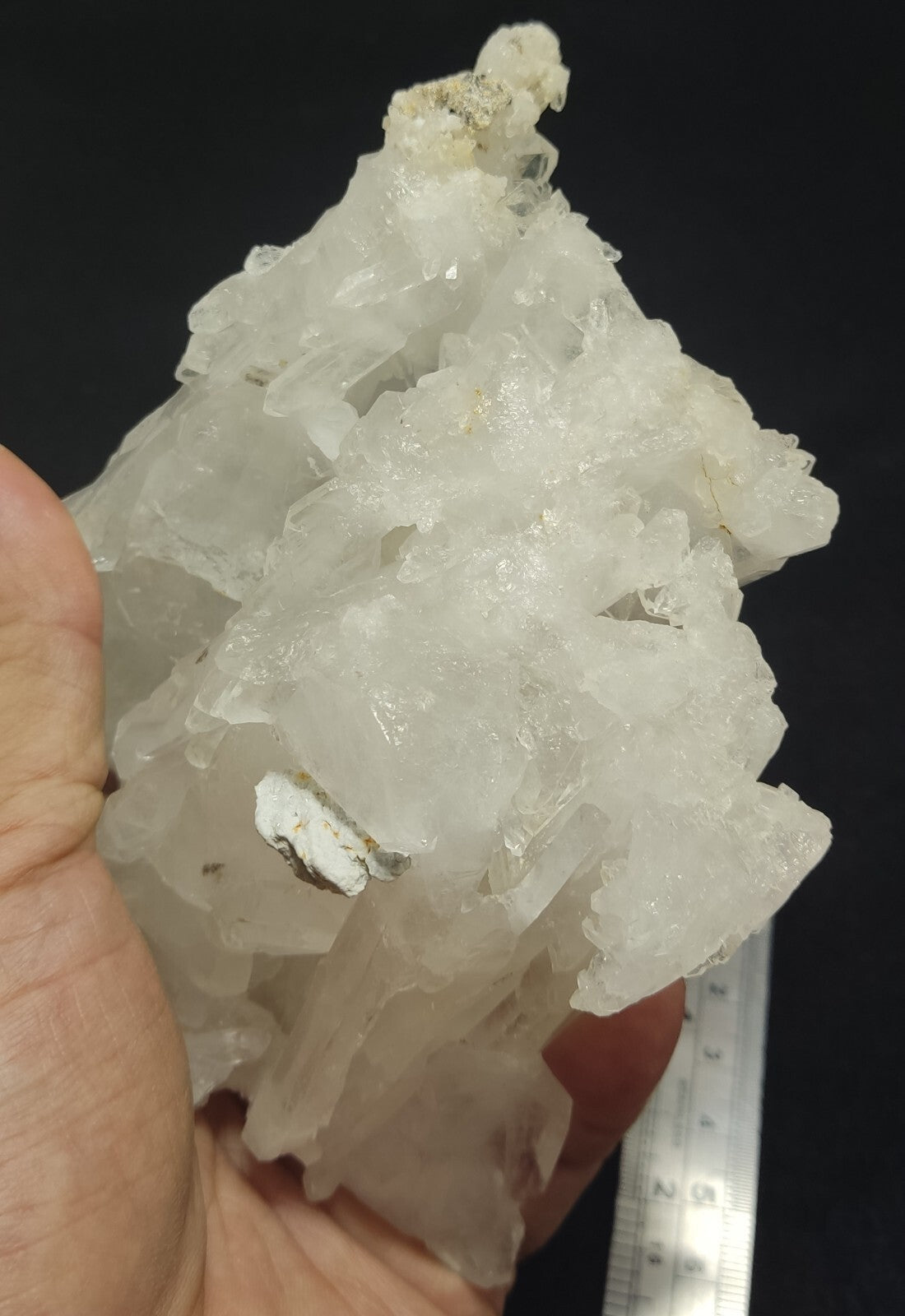 An aesthetic specimen of terminated faden Quartz crystals cluster 618 grams