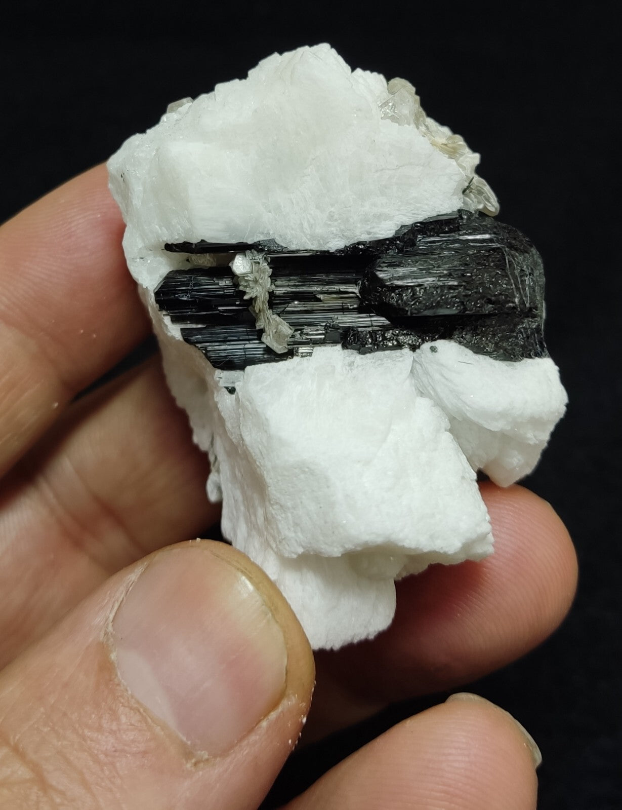 An Aesthetic combo specimen of feldspar, Tourmaline, muscovite 74 grams