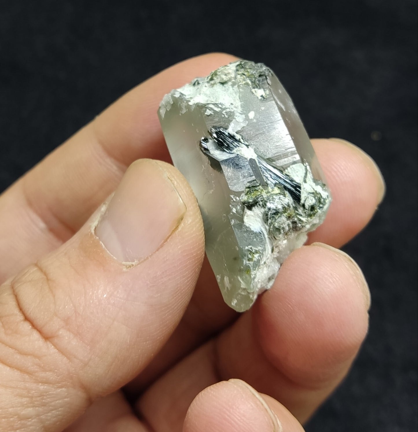 An aesthetic specimen of Epidote quartz cluster 21 grams