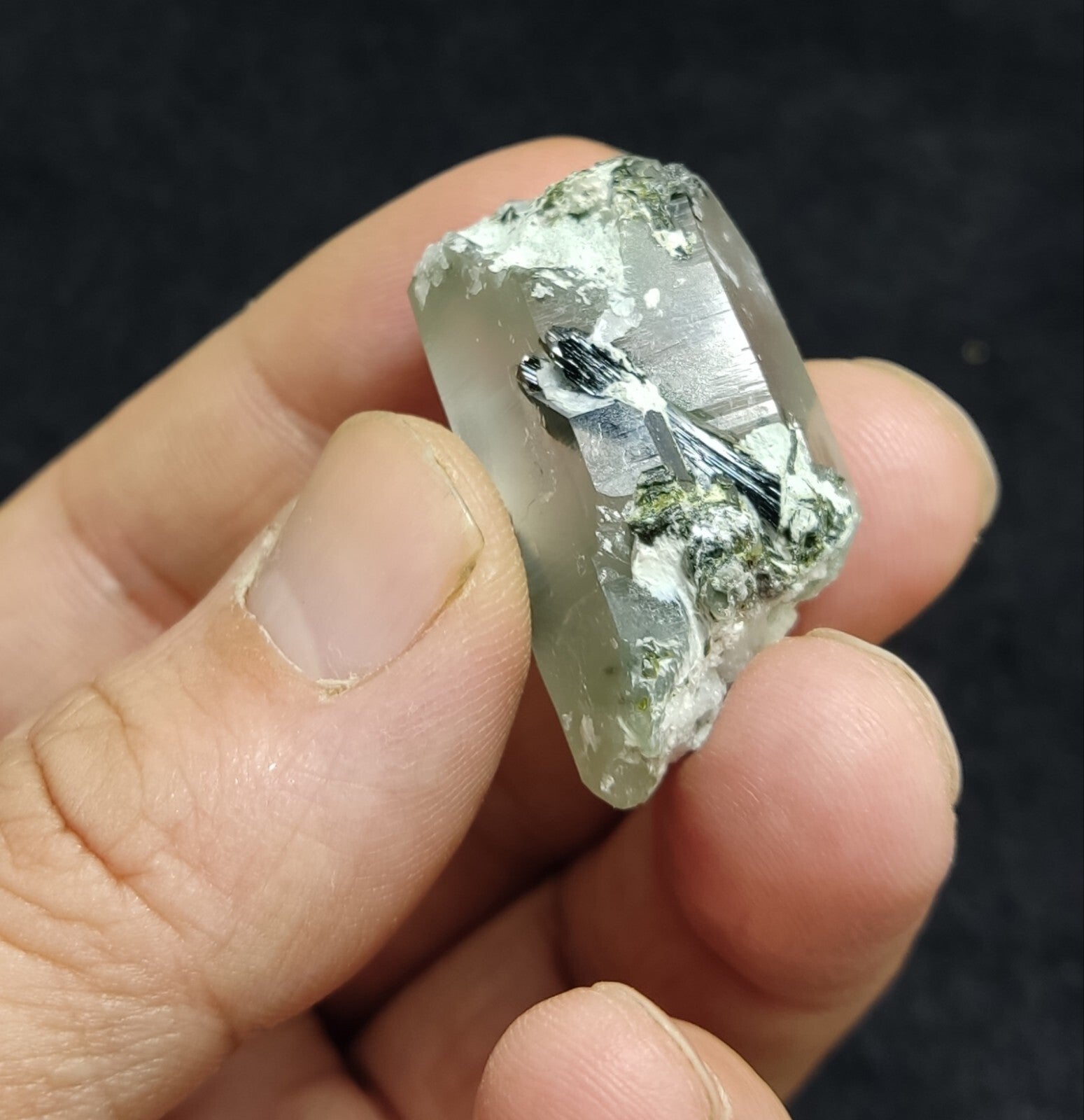 An aesthetic specimen of Epidote quartz cluster 21 grams