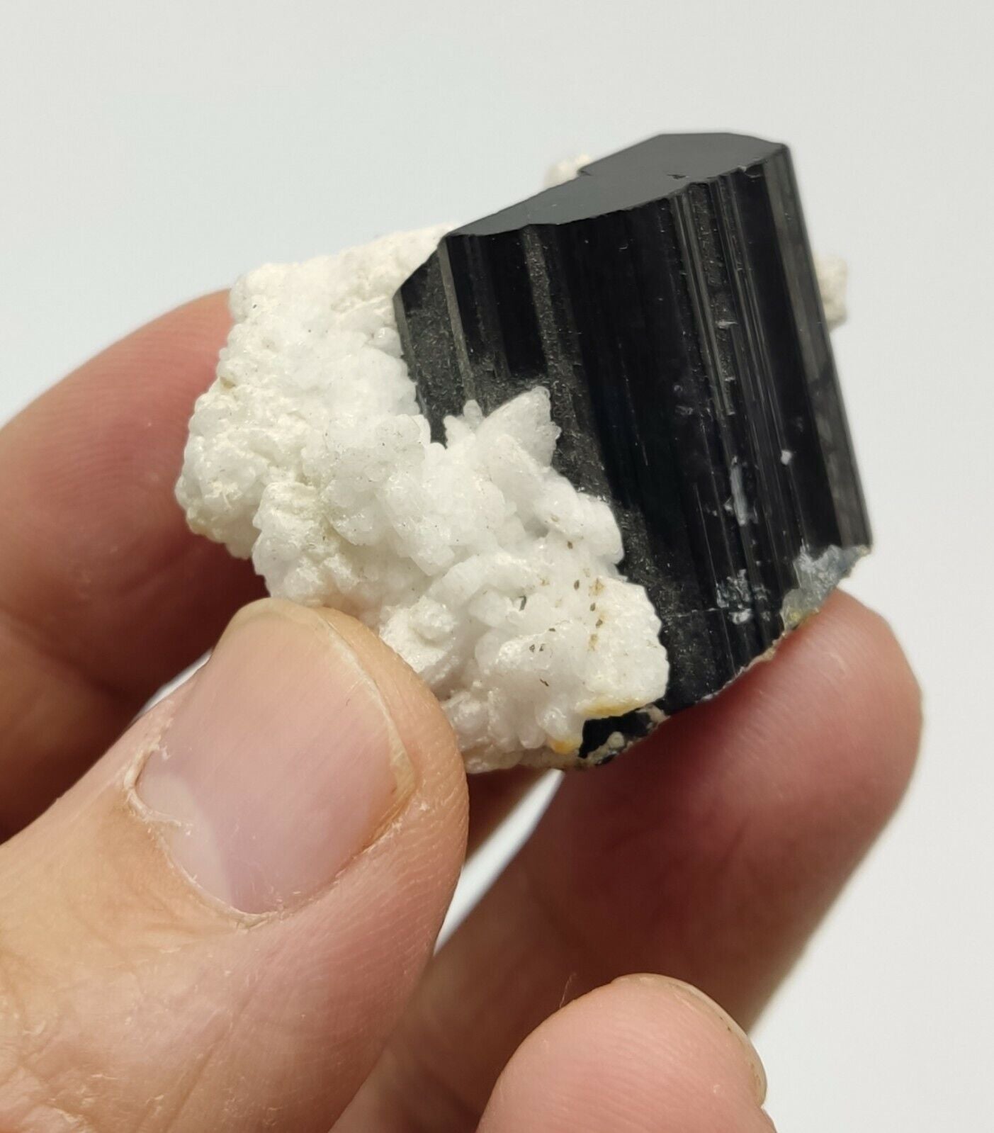 An Aesthetic Natural black Tourmaline specimen with albite 41 grams
