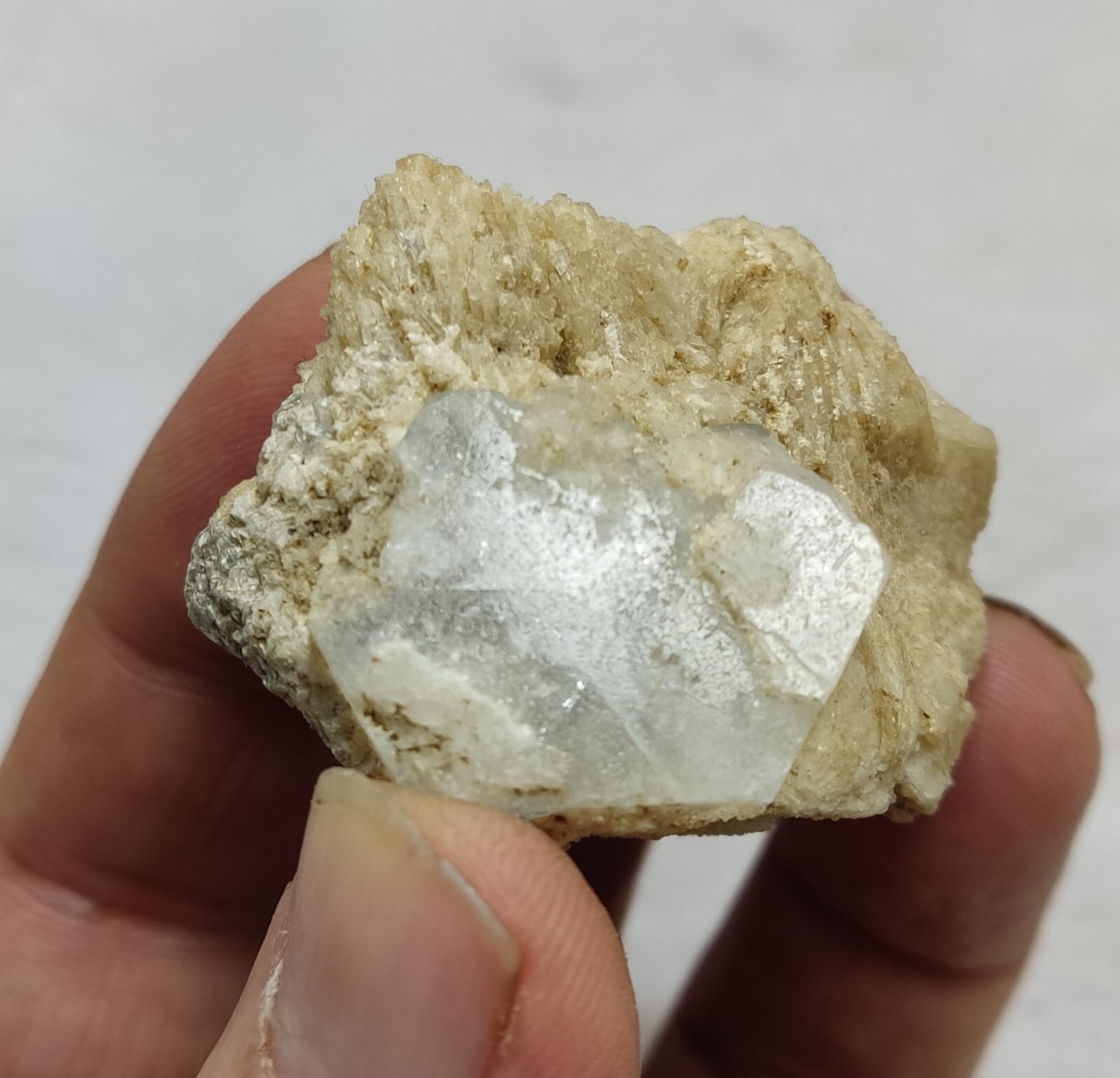 An Aesthetic specimen of beryl variety Goshenite crystal on matrix 43 grams