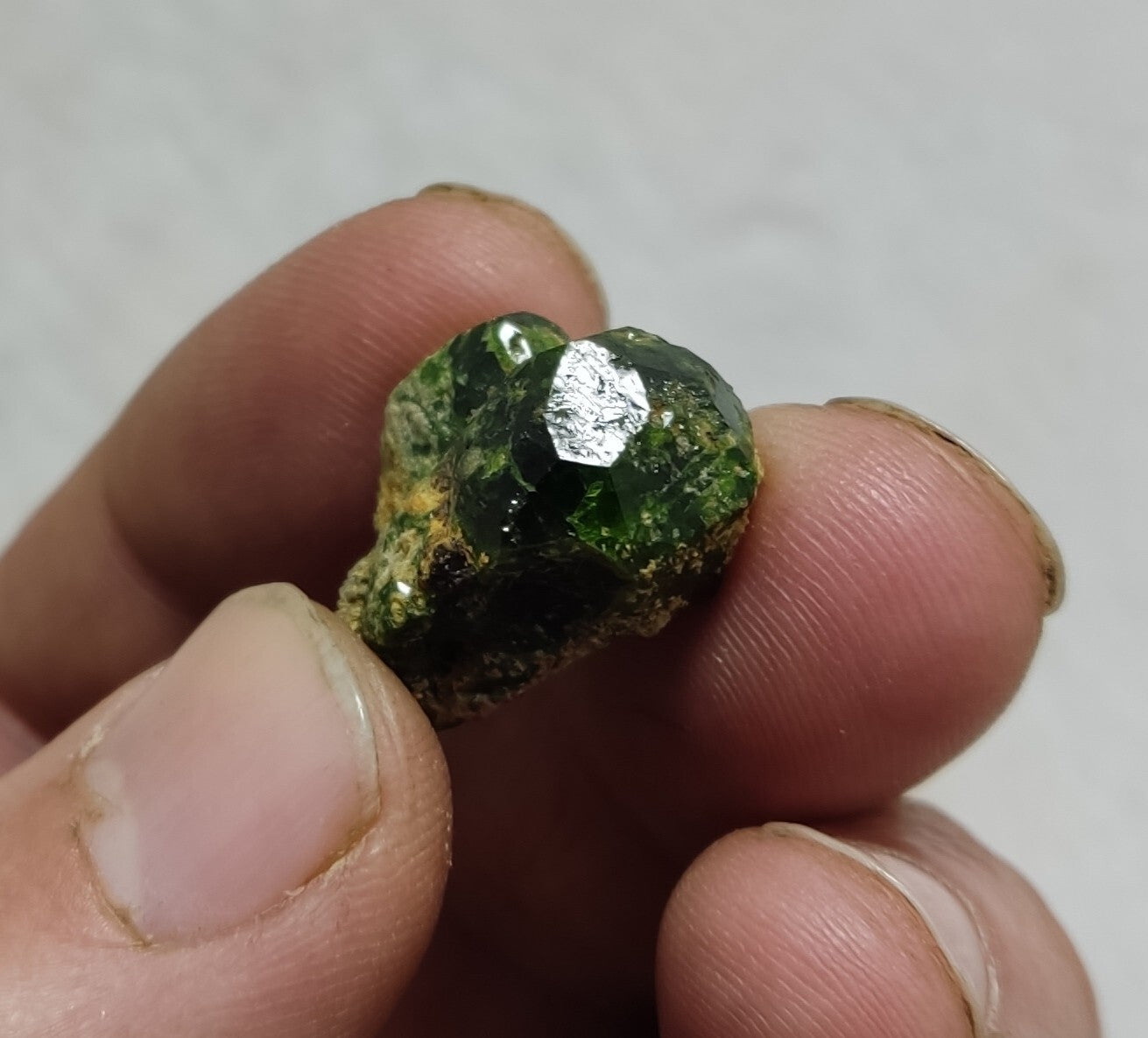 An Aesthetic specimen of garnet variety demantoid crystal 7  grams