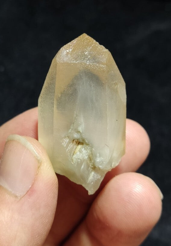 Double Terminated Quartz Crystal With Amphibole Inclusions 26 grams
