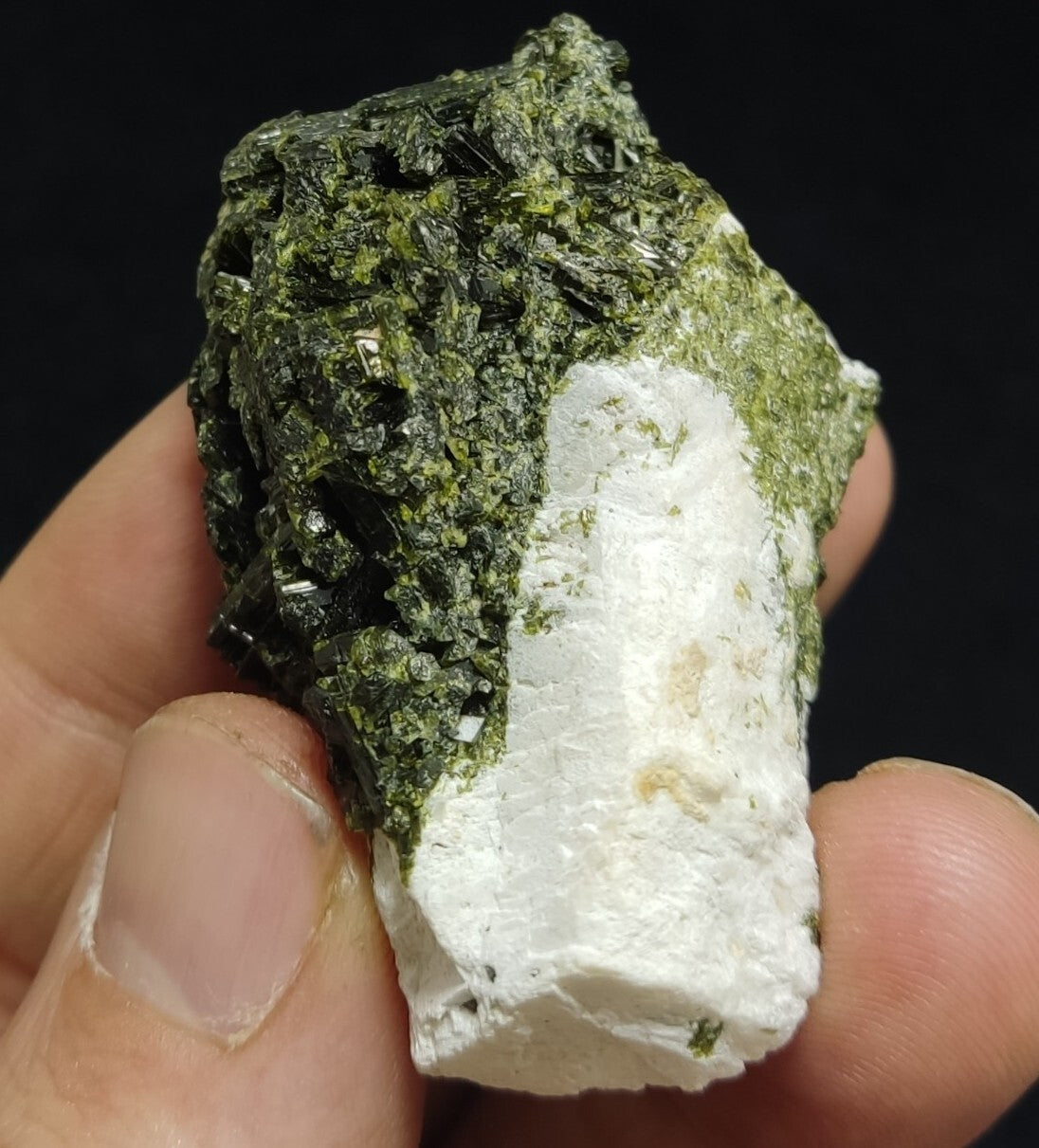 An Aesthetic specimen of epidote in matrix with andradite garnet 55 grams