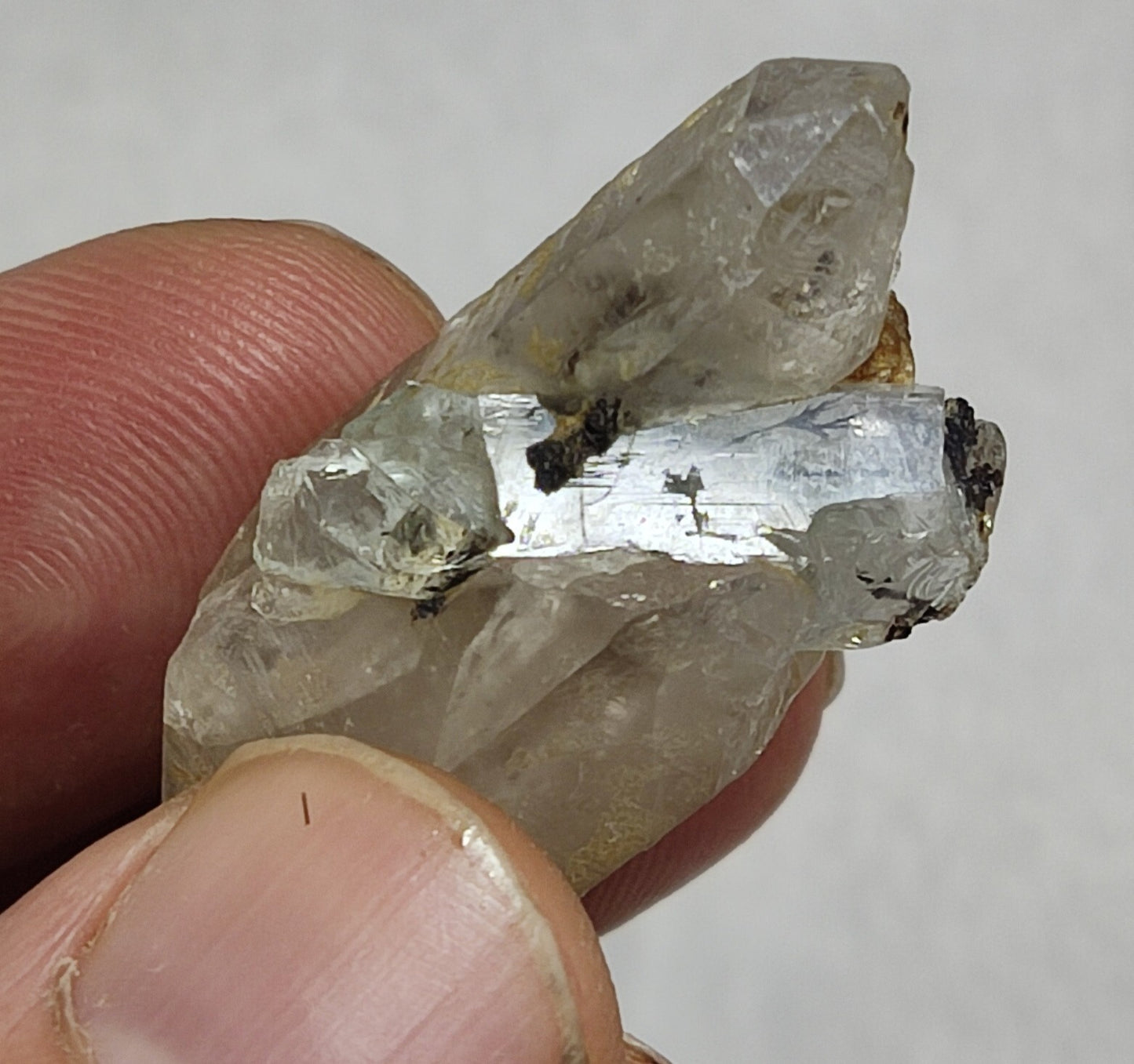 An Aesthetic Naturally terminated specimen of quartz and aquamarine 15 grams