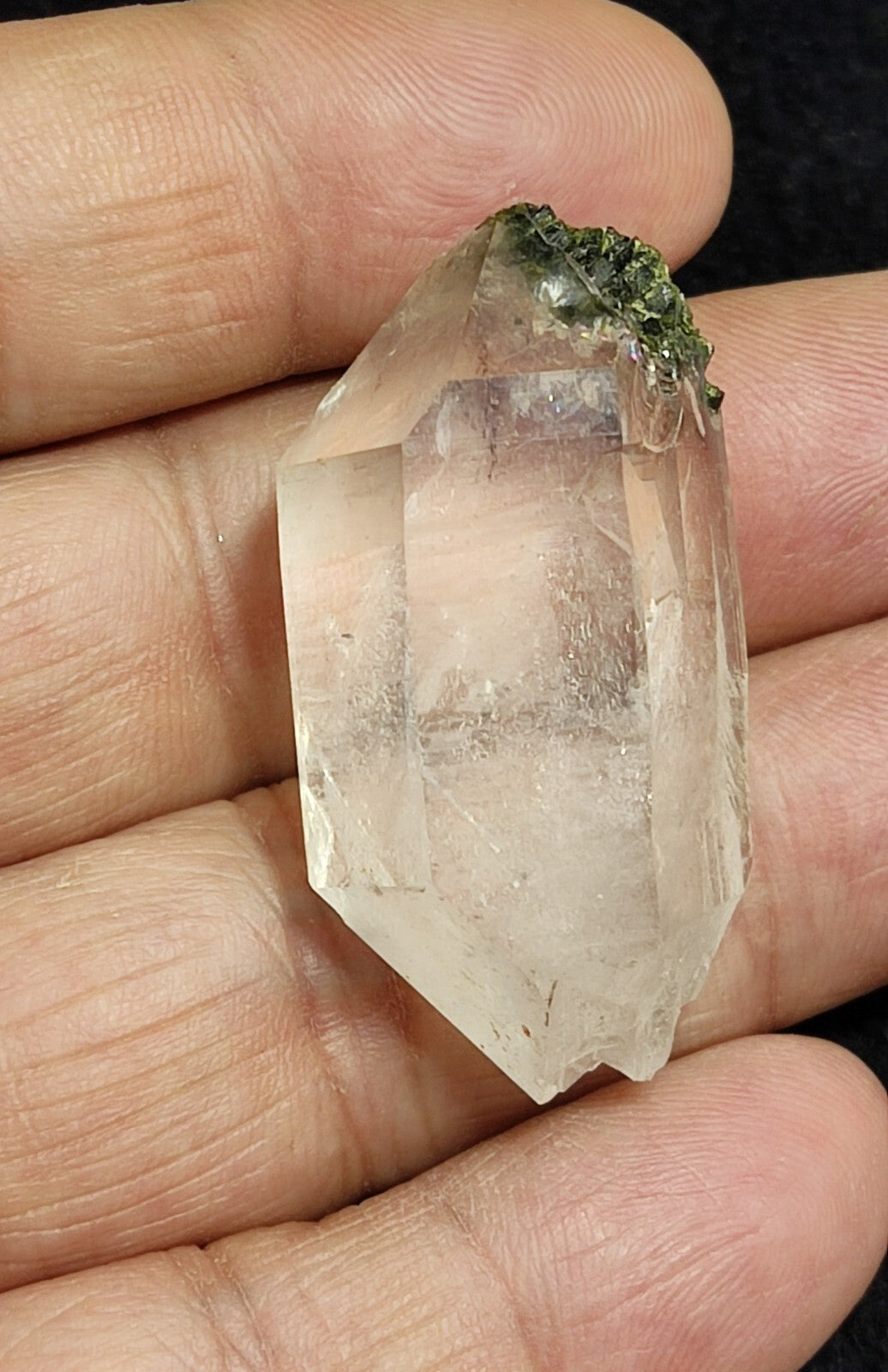 An aesthetic specimen of Epidote quartz cluster 24 grams