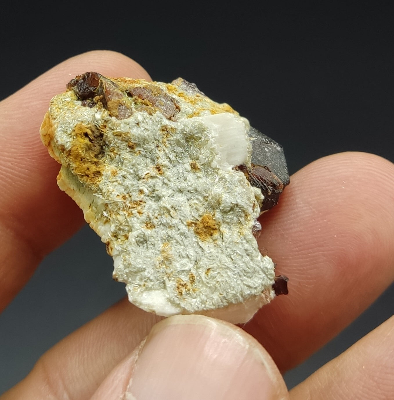 An aesthetic specimen of spessartine garnets on albite/feldspar 15 grams