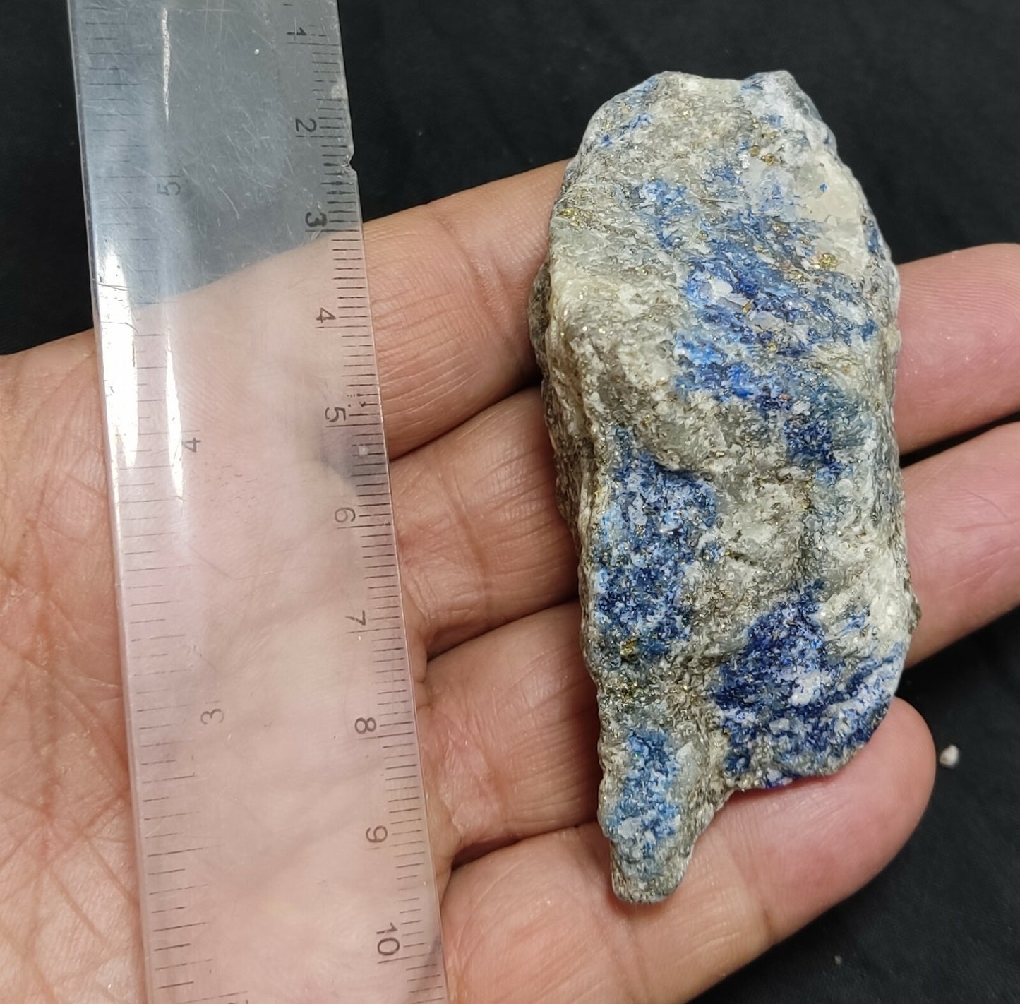 Amazing specimen of fluorescent sodalite-Lazurite on matrix with pyrite 119 gram