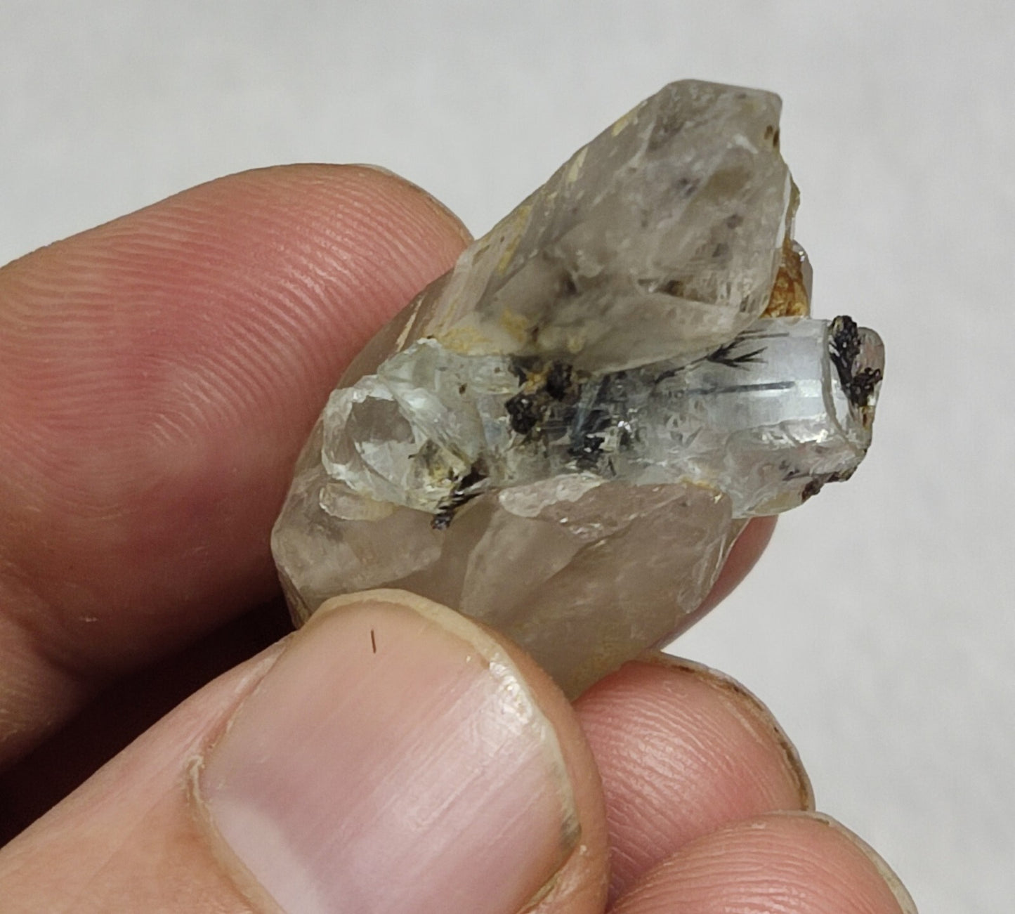 An Aesthetic Naturally terminated specimen of quartz and aquamarine 15 grams