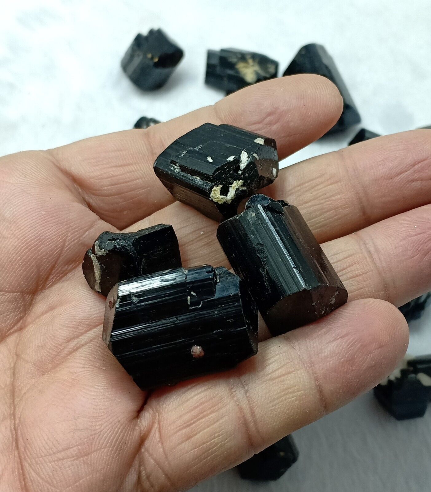 1100 grams Natural black Tourmaline crystals