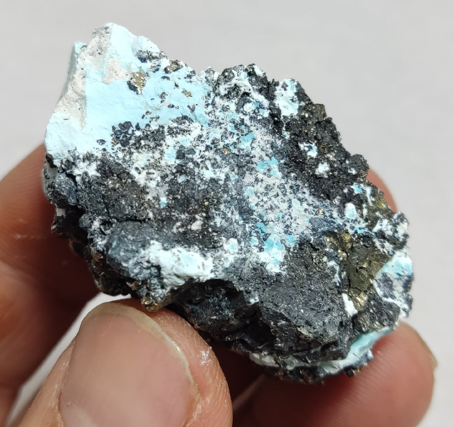 Natural turquoise in matrix with Pyrite 54 grams