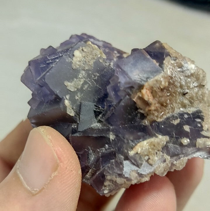Natural Purple Fluorite with Calcite 124 grams