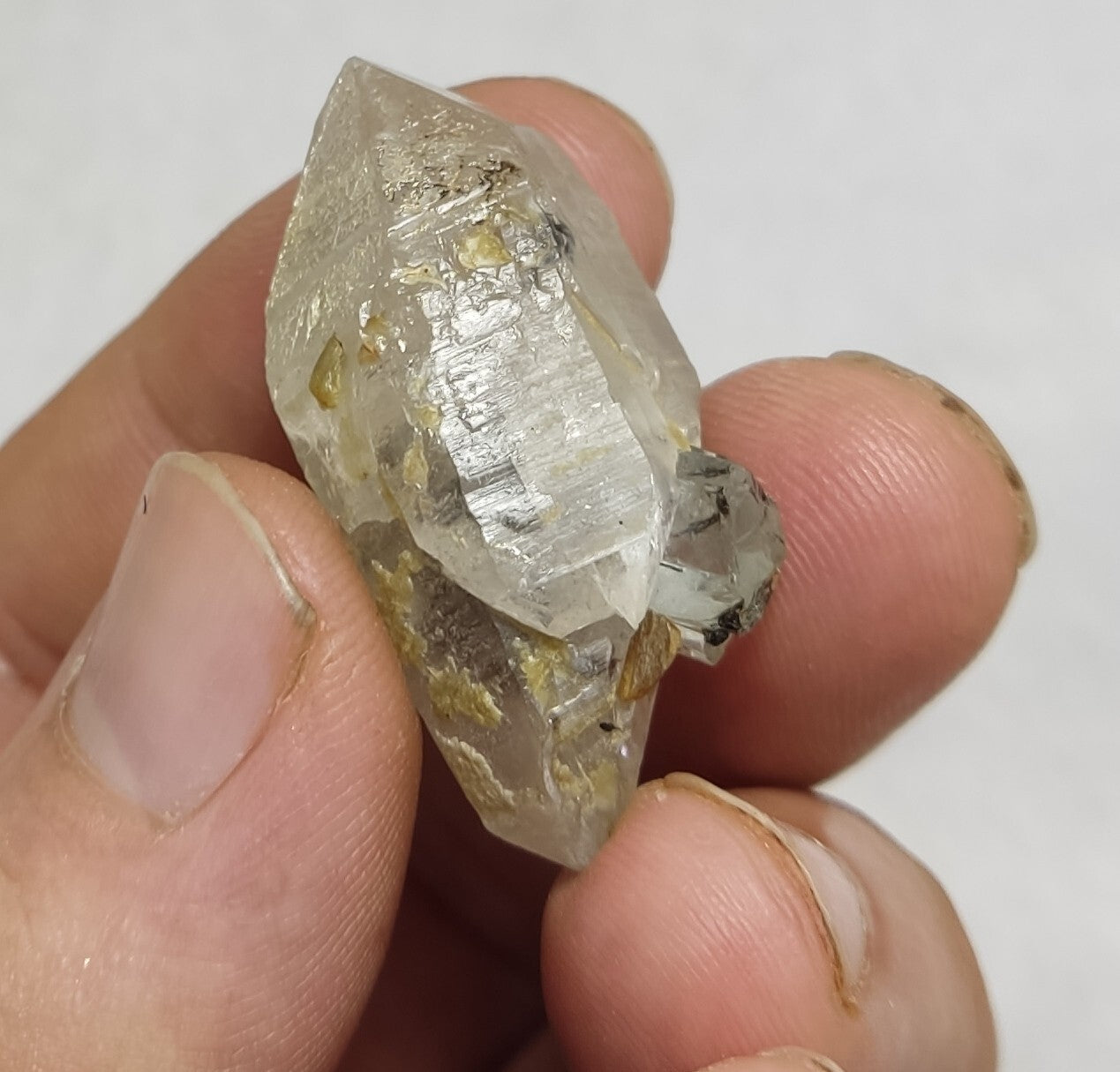 An Aesthetic Naturally terminated specimen of quartz and aquamarine 15 grams