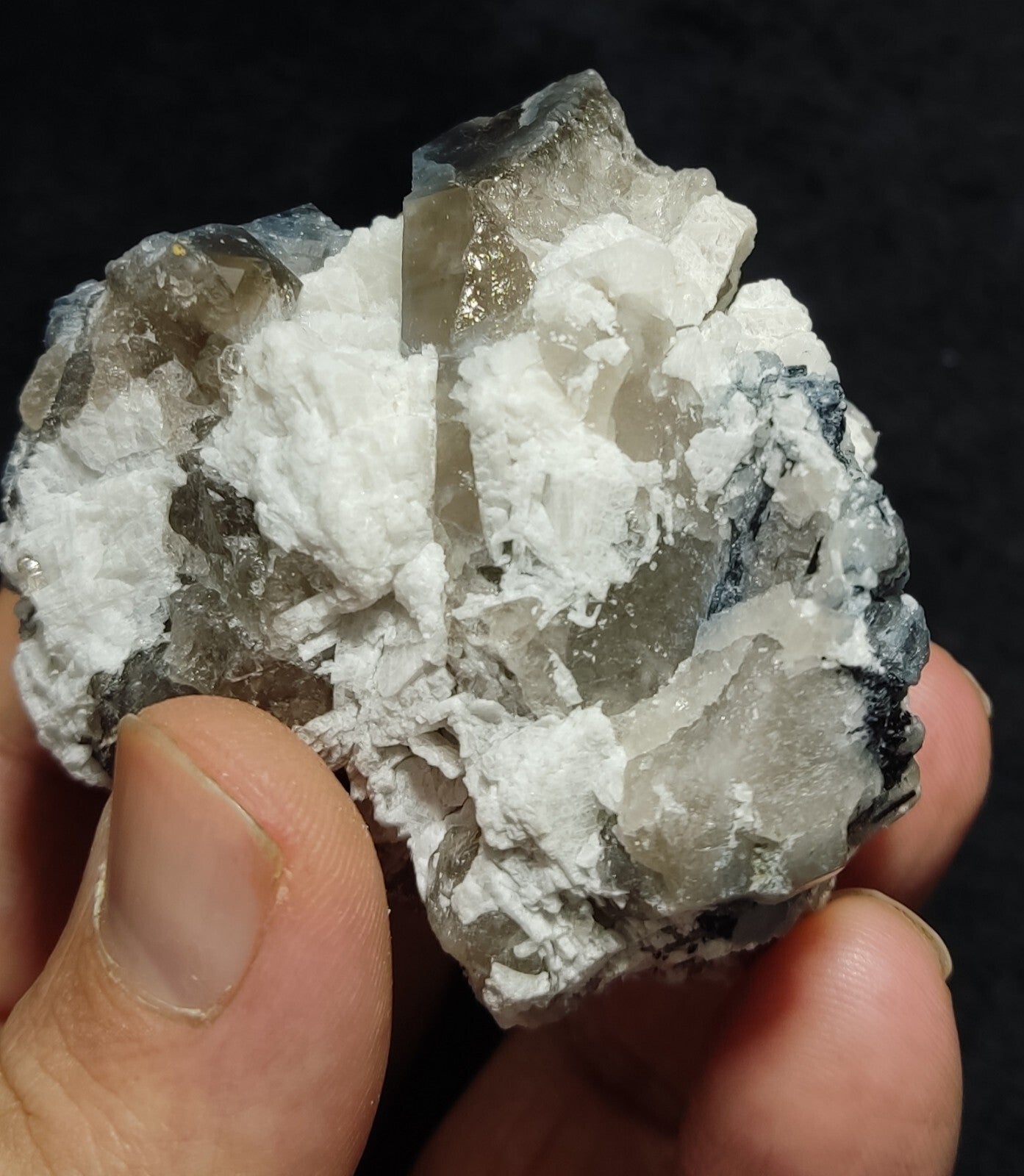 An Aesthetic specimen of Indicolite Included Quartz Crystal On Matrix 186 grams